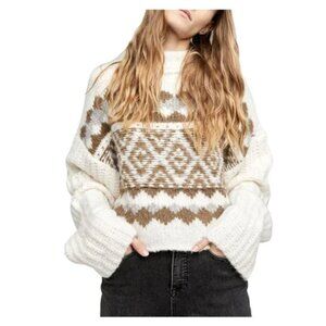 Free People Alpine Crop Mock Neck Sweater Color Ivory